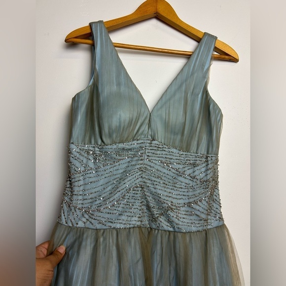 VTG Y2K JS Boutique Beaded Dres Size 8 Lace fairy Teal Babydoll Hoco Romantic - Picture 6 of 16